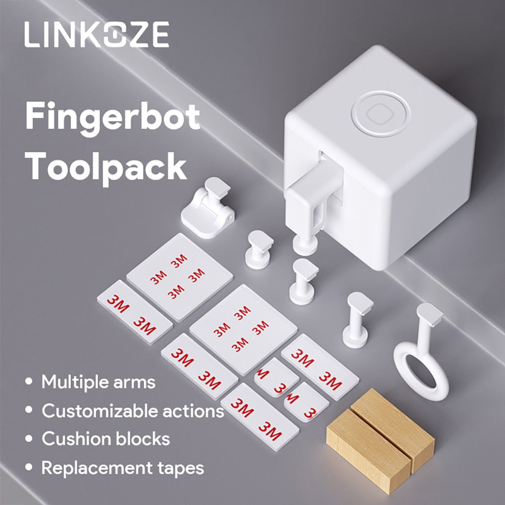 LINKOZE Tuya Fingerbot Toolpack Smart Bluetooth Fingerbot Switch Button Pusher Smart Life App Voice Control White Black