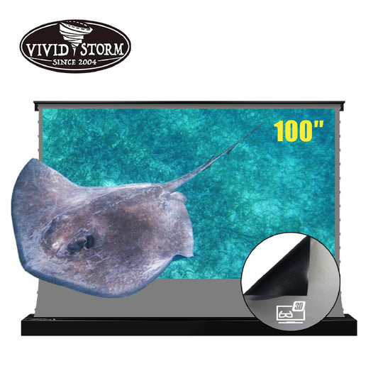 VIVIDSTORM 100 inch S Electric CLR Rollable Projector Screen 3D Obsidian Long Throw Ambient Light Rejecting for Normal Projector